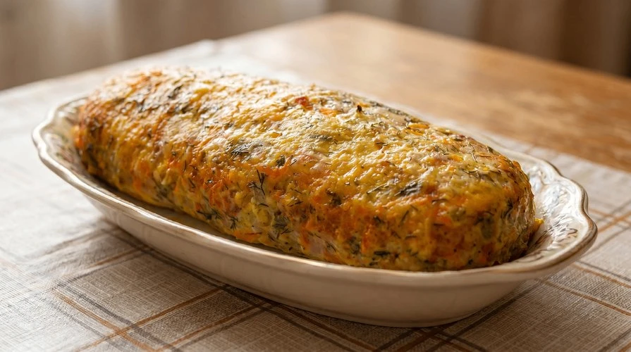 Куриный рулет с сыром — Сочный, ароматный рулет из куриного фарша с болгарским перцем и сыром. ~550 