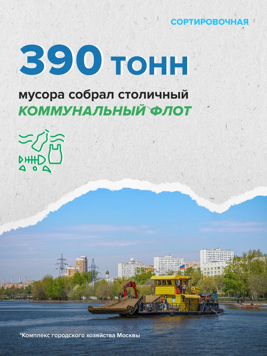 ✅ Во время летней навигации столичный коммунальный флот собрал мусор в Москве-реке и Яузе