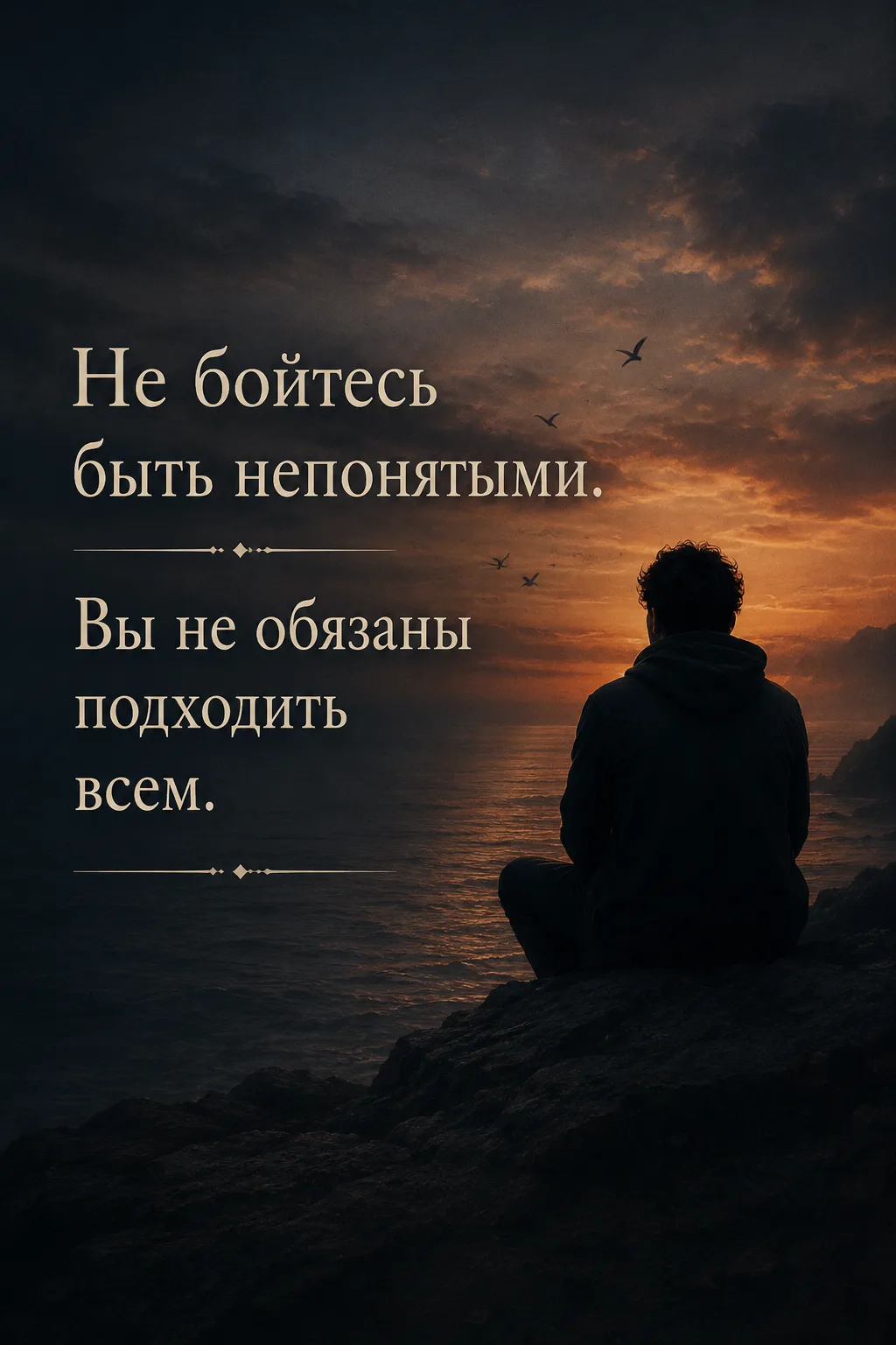 Не бойтесь быть непонятыми. Вы не обязаны подходить всем.

❤ Психология отношений