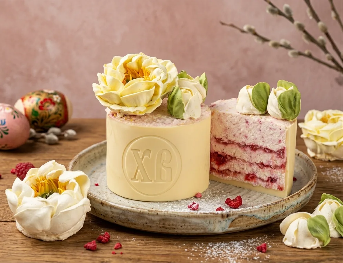 Пасха очень вкусная в белом шоколаде из натурального творога с клубникой,🍓🍓🍓