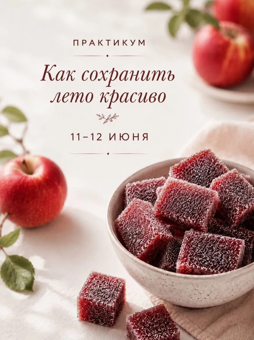 🍎 Сегодня в 17:00 стартует практикум «Как сохранить лето красиво».

За два вечера мы приготовим не 