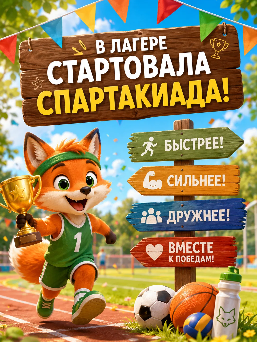 Привет! Это я, ваш Лисёнок 🦊💚

В лагере стартовала Спартакиада! 🏆

С первых минут стало понятно —