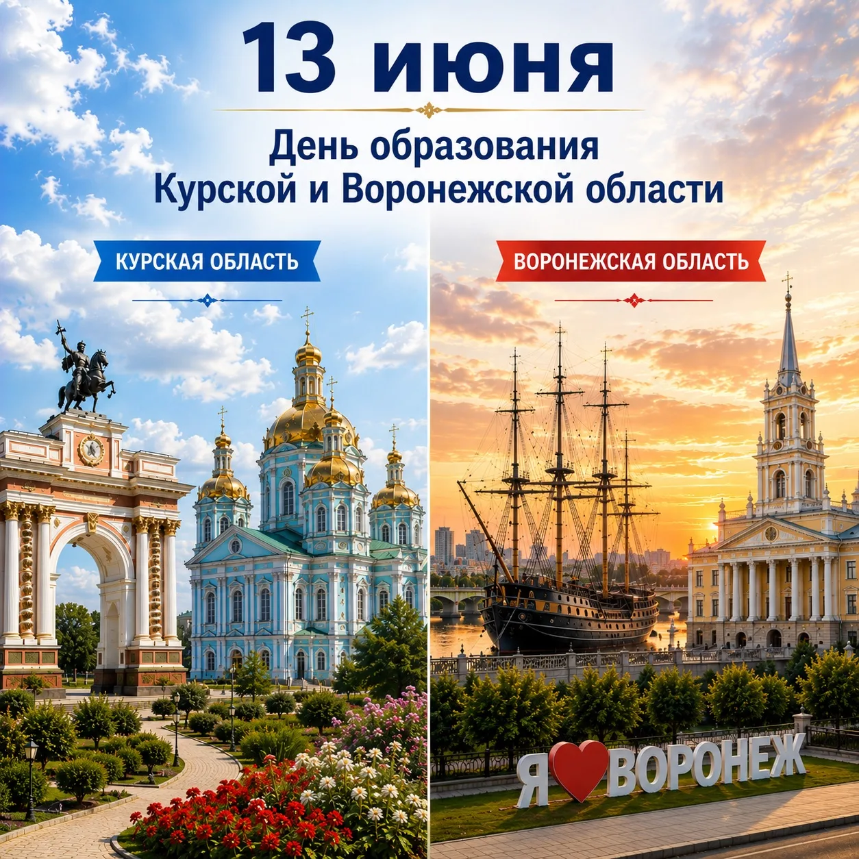 Сегодня отмечается День образования Курской и Воронежской областей

📍 Курская и Воронежская области