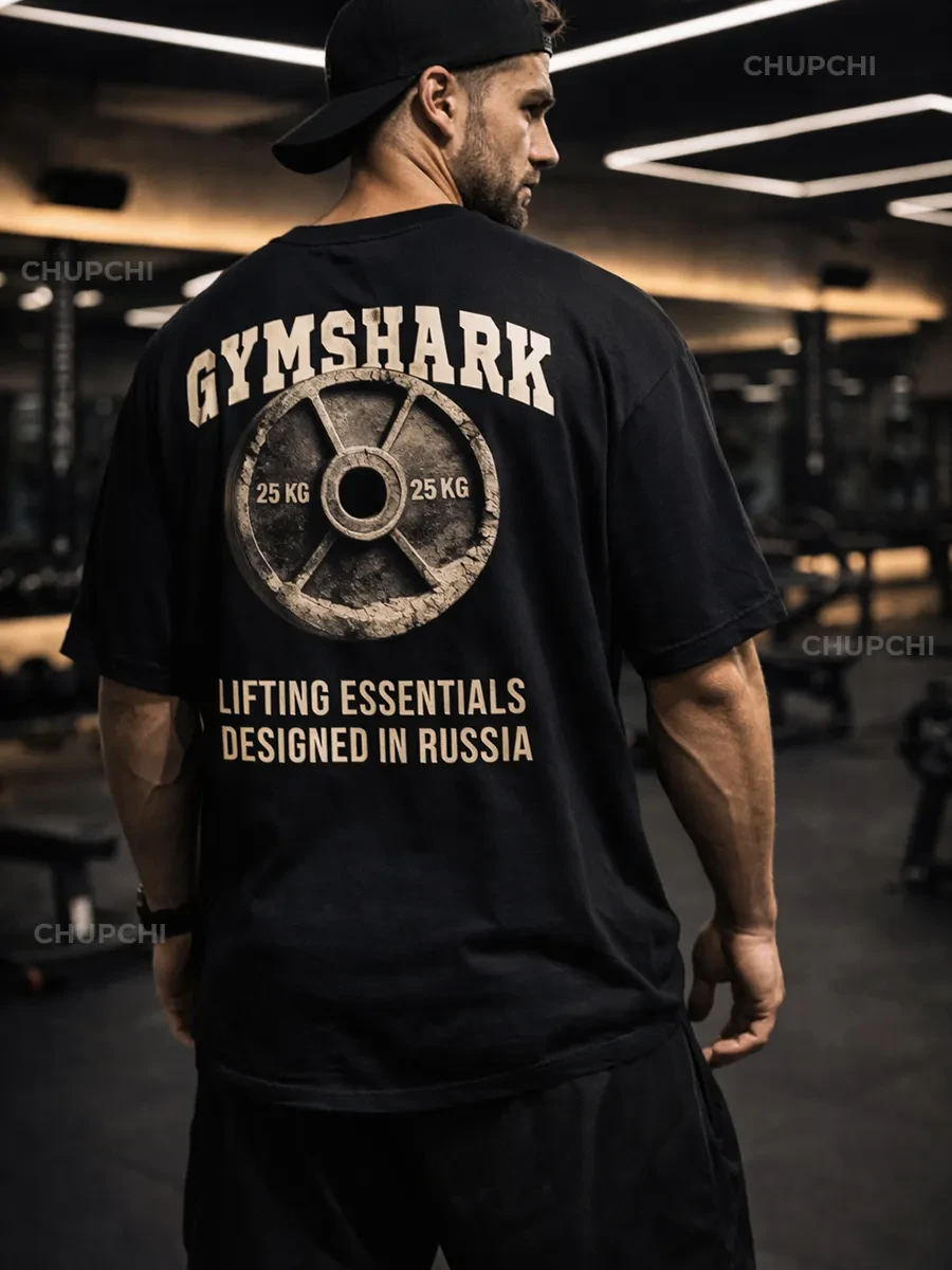 ⚡️ Плотная футболка оверсайз черная с принтом Gymshark, ChupChi