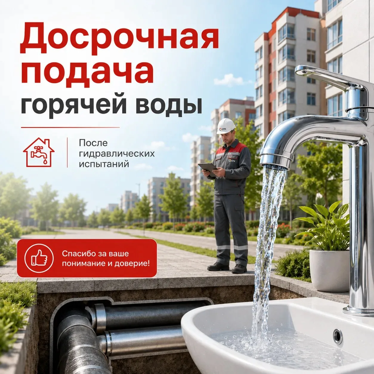 В 64 дома досрочно вернется горячая вода 

Как сообщили в СГК, уже завтра они готовы вернуть воду в 