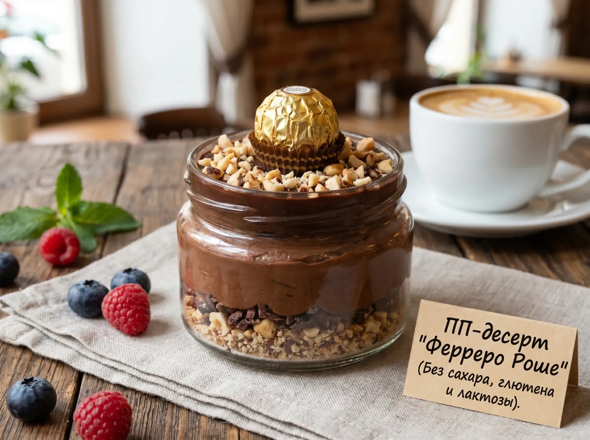 ПП-десерт «Ферреро Роше» 🍫✨

🍞 Ингредиенты:
- гречневые хлебцы — 15 г;
- греческий йогурт — 140 г;