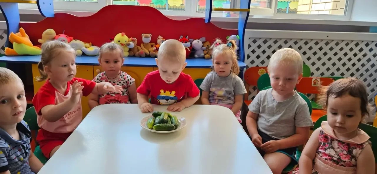Наши малыши собрали первые долгожданные огурчики! 🥒🥒🥒И с удовольствием съели их в обед!