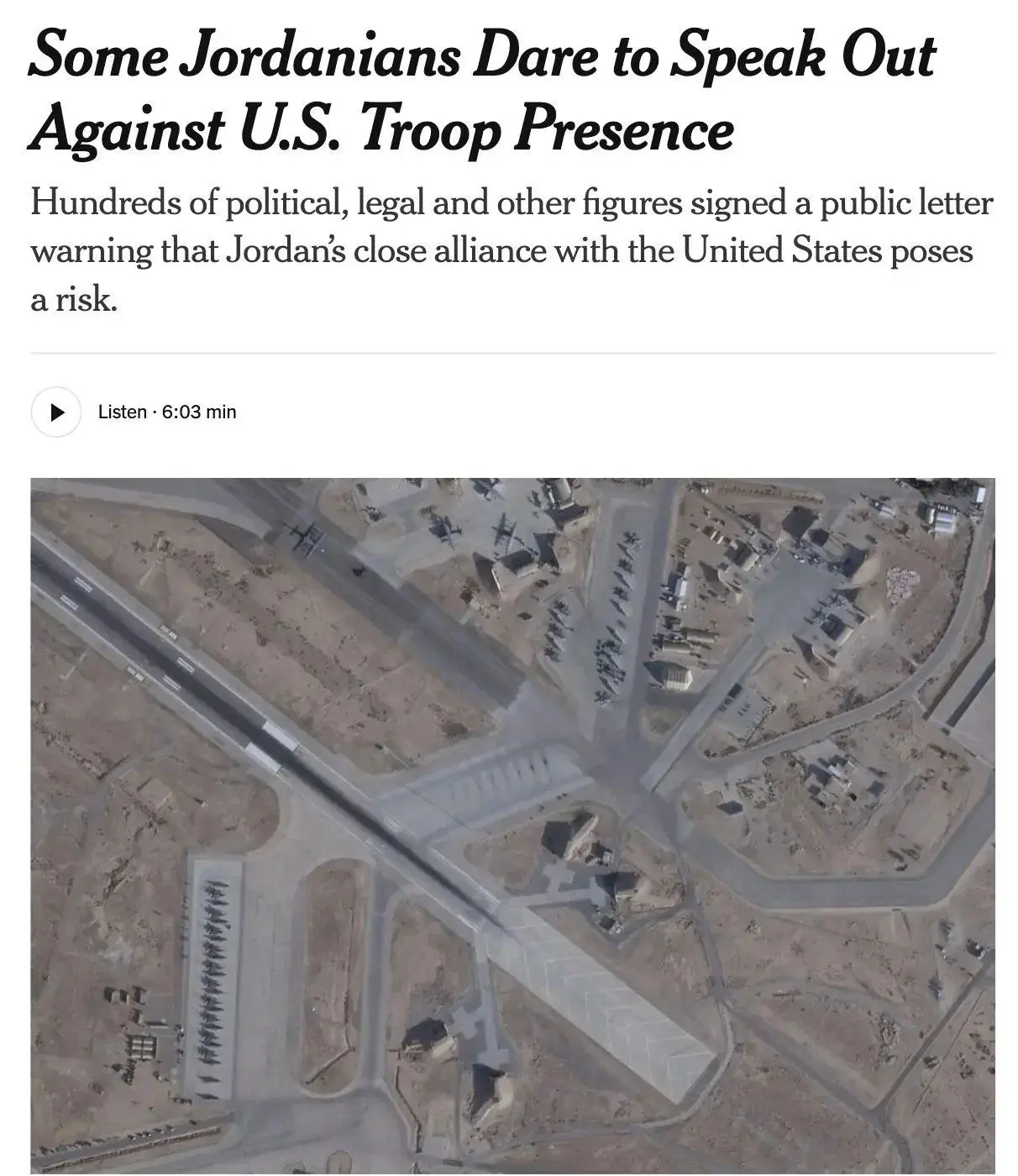 Издание New York Times выпустило статью, согласно которой в Иордании начало расти недов...