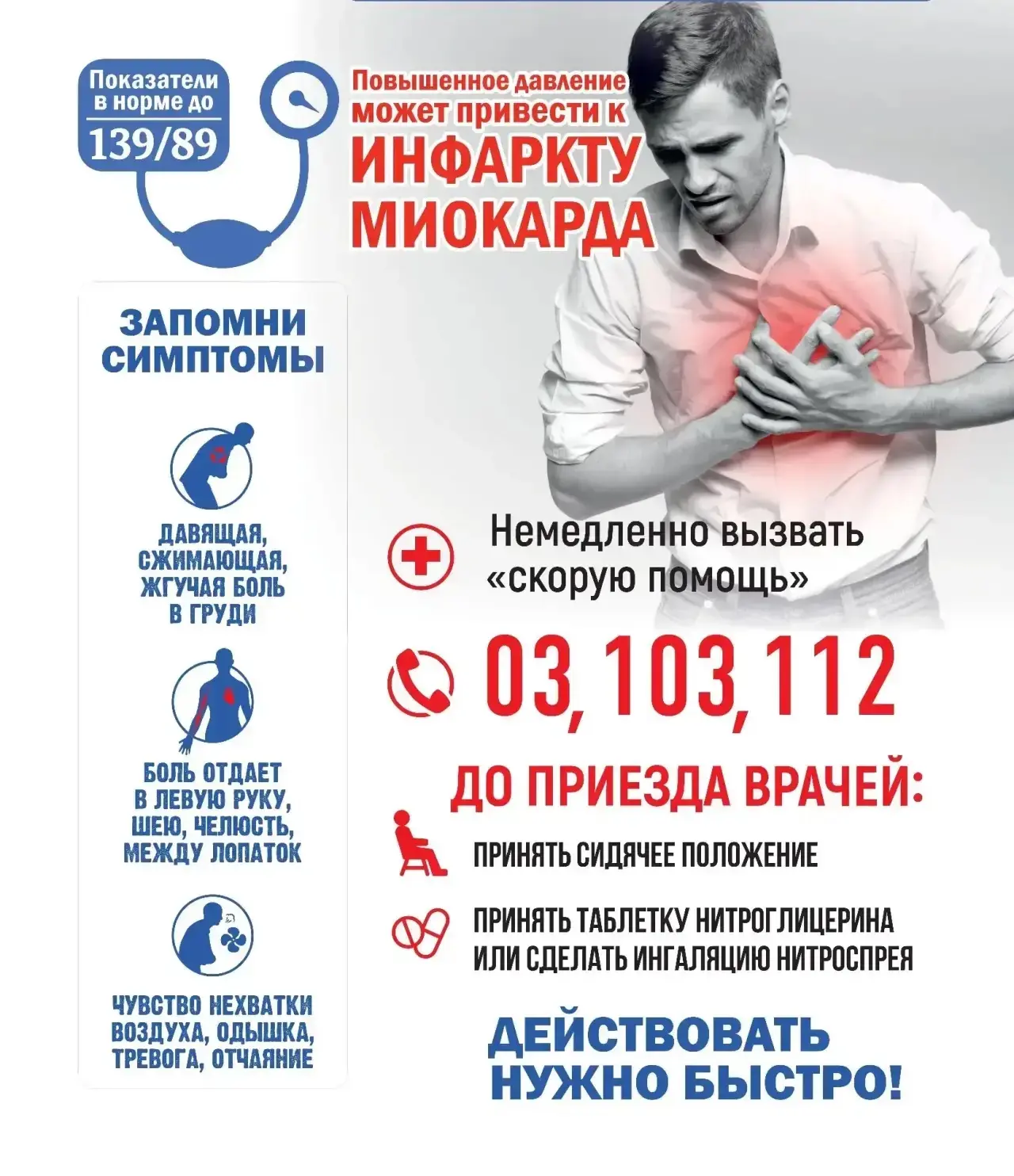 🫀 Тревожные признаки, которые могут указывать на риск инфаркта
