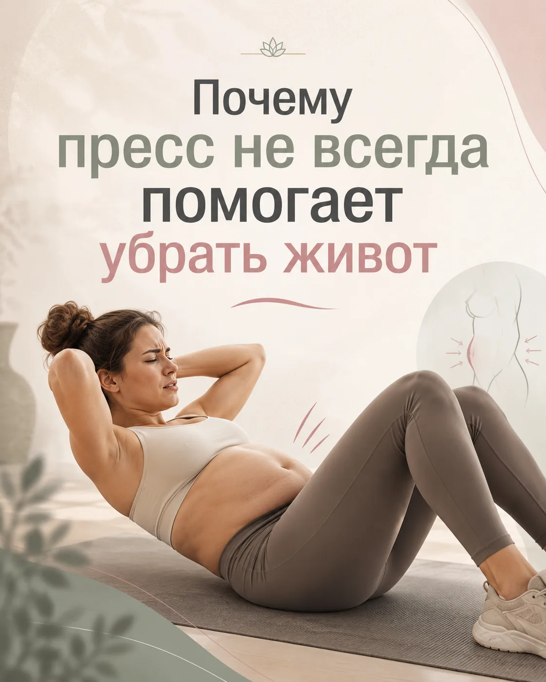 Когда живот выпирает, привычное мнение:
“буду качать пресс – и он подтянется”

Но если бы всё было т