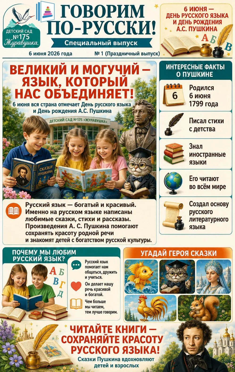 6 июня — День русского языка и день рождения А. С. Пушкина 📚