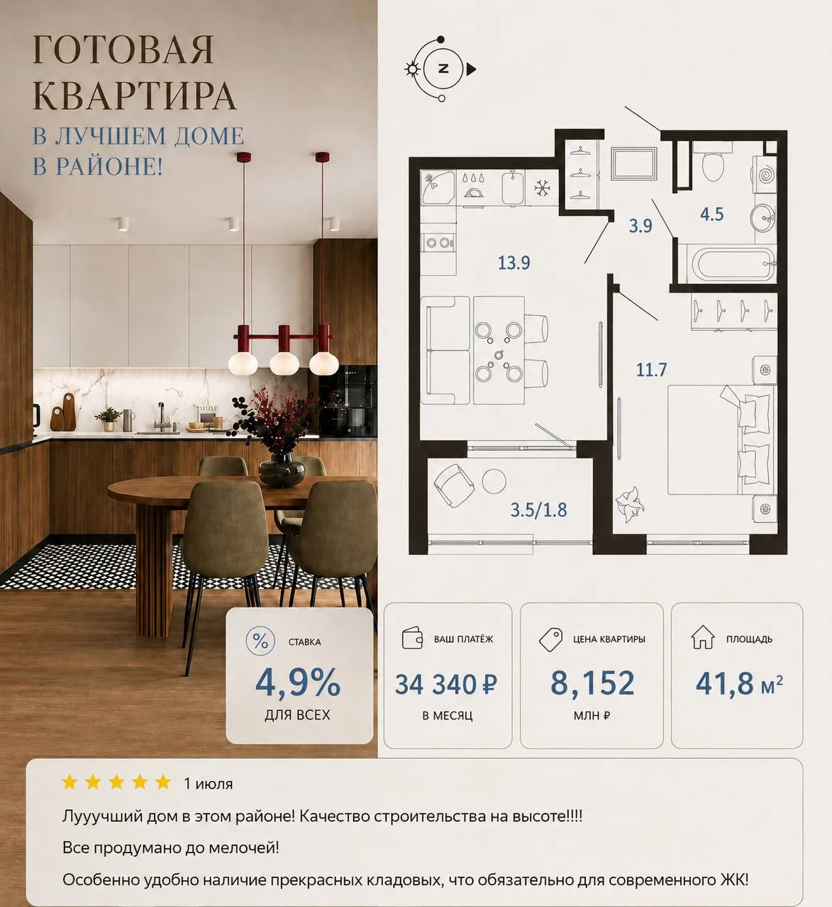🔥 2-евро в готовом доме с платежом 34 340 ₽ для ВСЕХ.