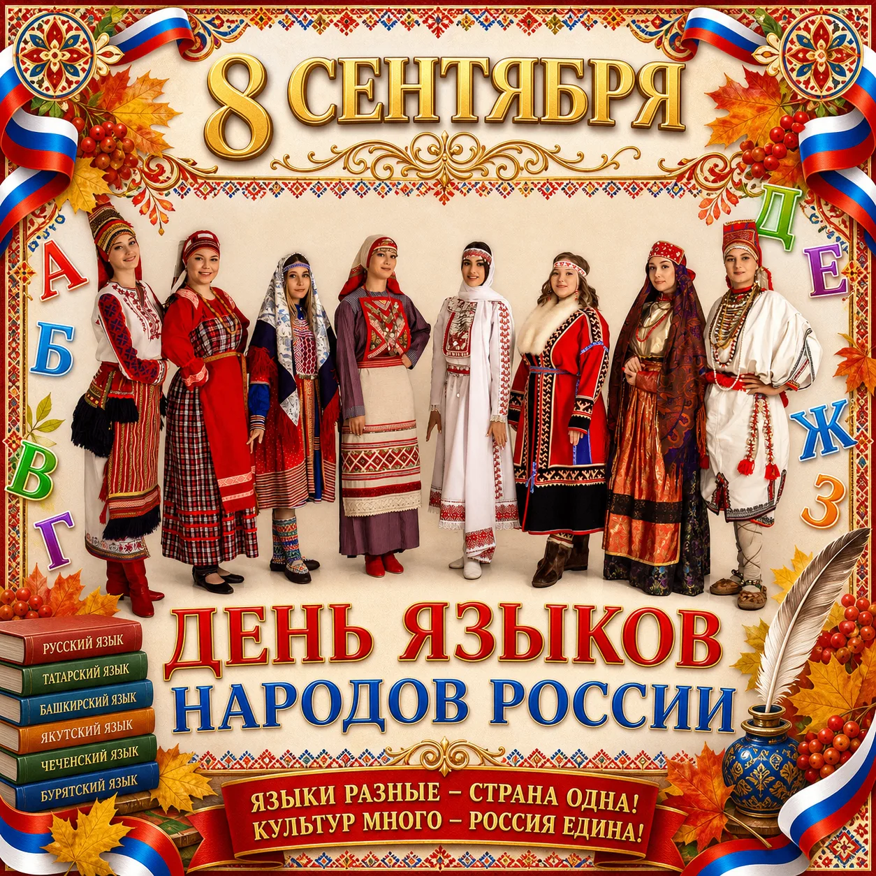 🗣️ Сегодня, 8 сентября, Россия впервые отмечает День языков народов России!