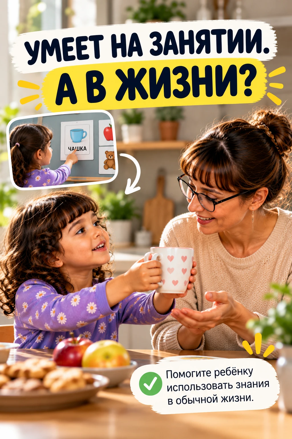 Не всё, что ребёнок умеет на занятии, он умеет в жизни.