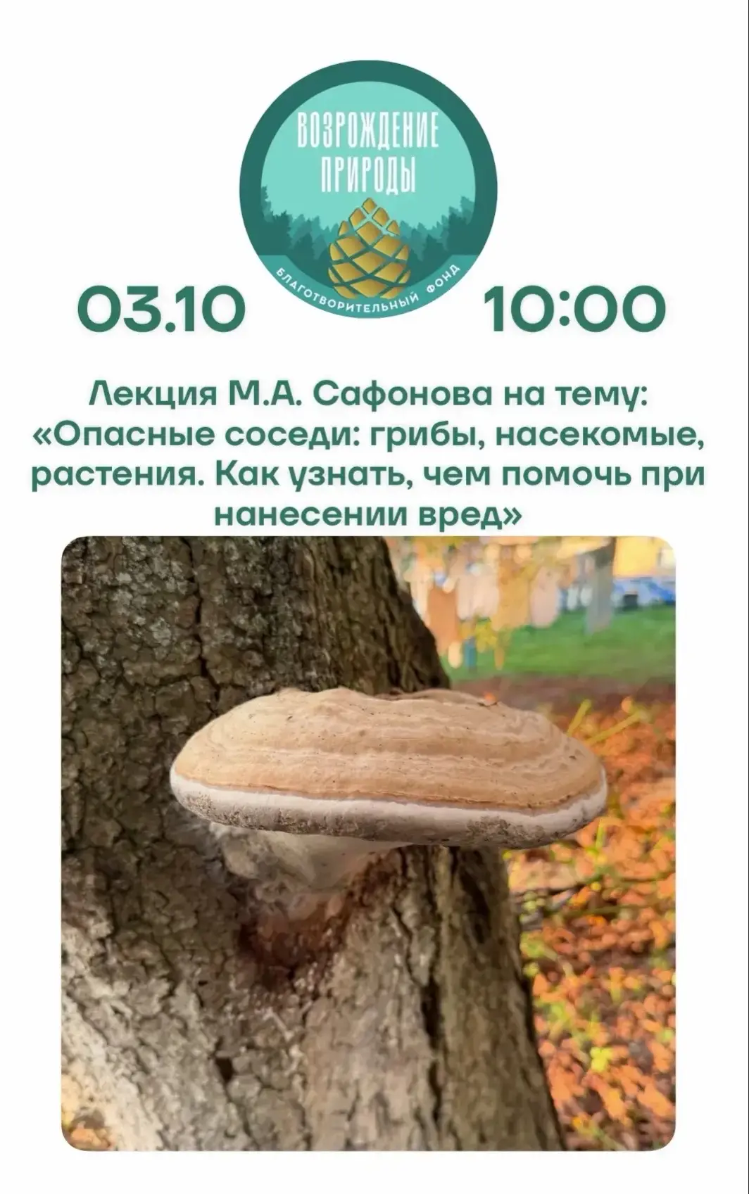 🗓 В субботу, 3 октября, в 10:00 мск состоится лекция на тему «Опасные соседи: грибы, н...