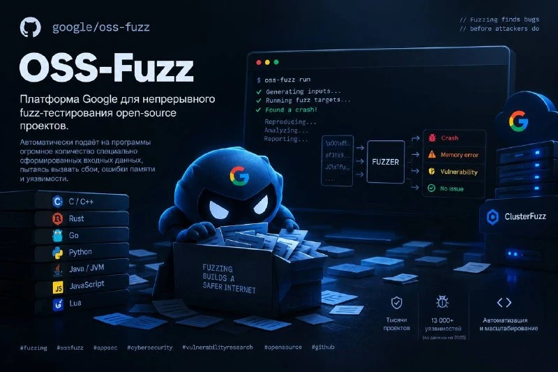 🖥 Репозиторий: OSS-Fuzz — платформа Google для непрерывного fuzz-тестирования open-sou...