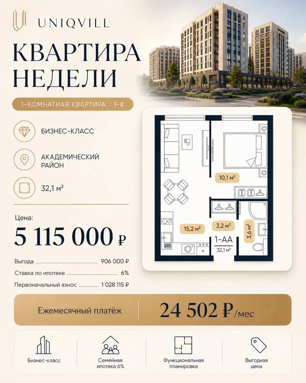🔥 2 квартиры недели в ЖК бизнес-класса — по цене, которую сейчас редко встретишь