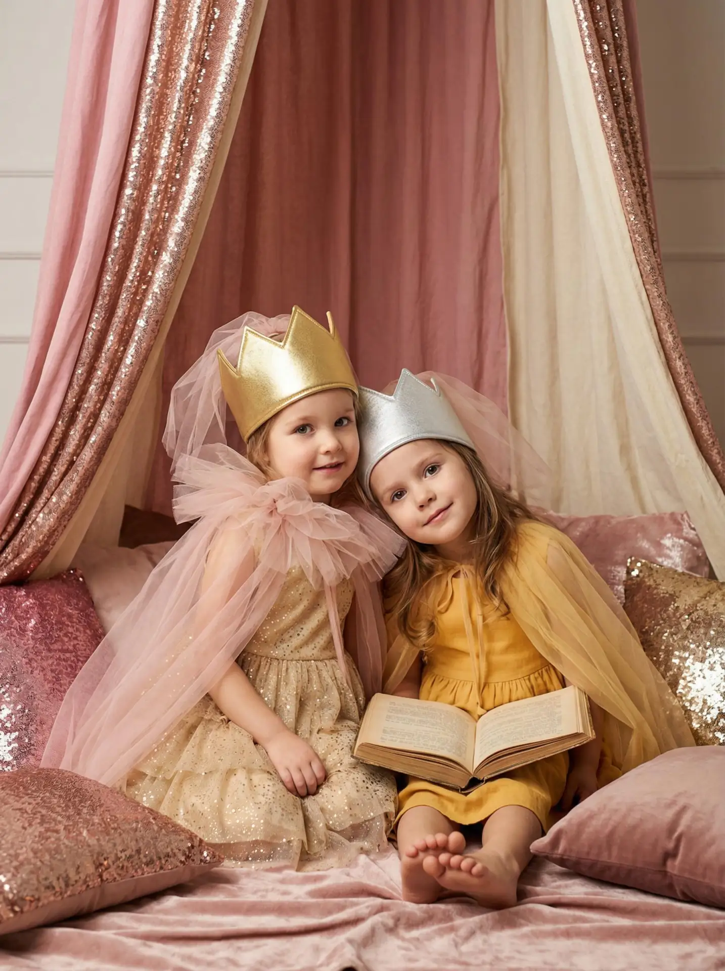 🖼 Photograph of two little girls in a staged scene