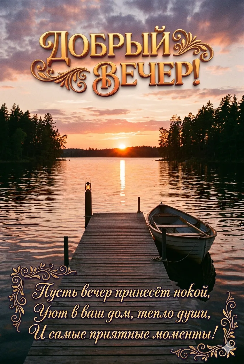 Пусть этот Вечер будет для вас Ласковым и Добрым, пусть принесет Удачу и Хорошее Настро...