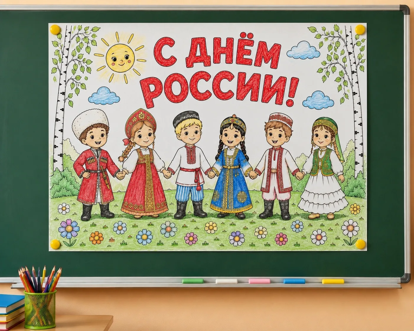 Раскраска на 9ти листах «С Днём России» с изображениеи народов нашей страны🇷🇺 Подчеркивает значени