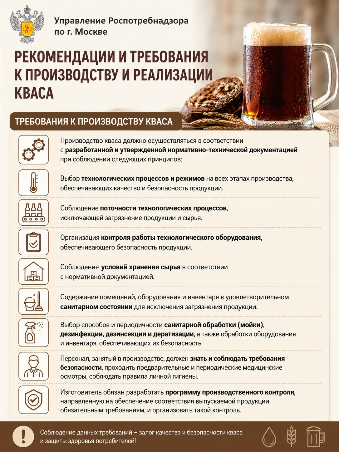Управление Роспотребнадзора по г. Москве напоминает о ключевых требованиях к производству и продаже 
