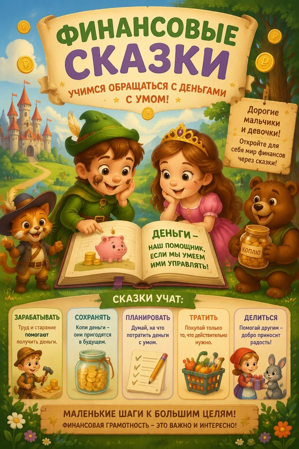 💲Обучение детей финансовой грамотности эффективнее всего через сказки, а не нотации. В отличие от в