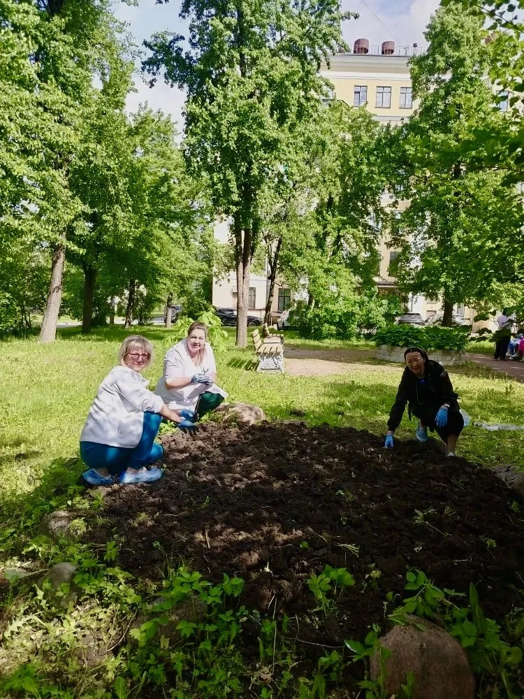 🌸Благоустройство больничного сквера продолжается!