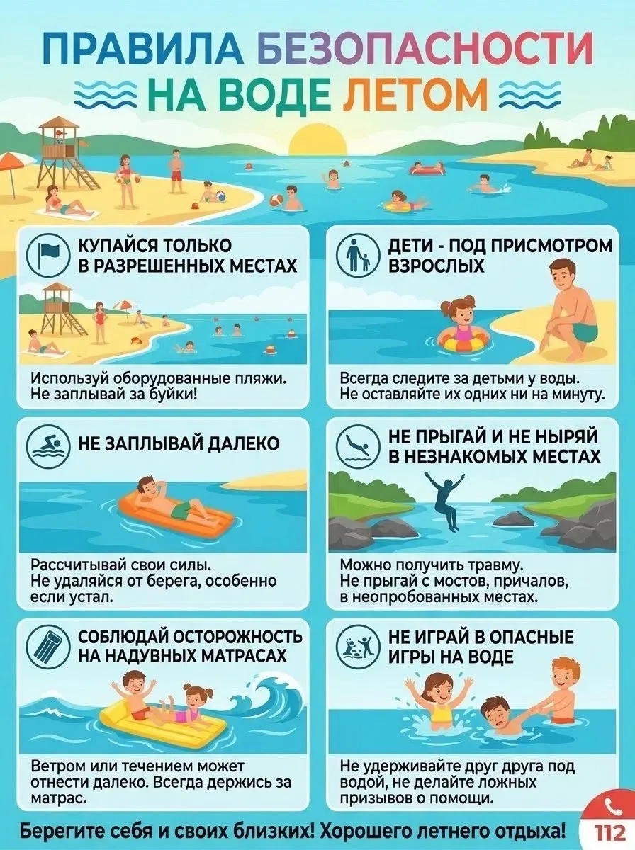 ⛱️Жара, солнце и вода: как отдыхать без риска

☀️В знойные летние дни так хочется быть поближе к вод