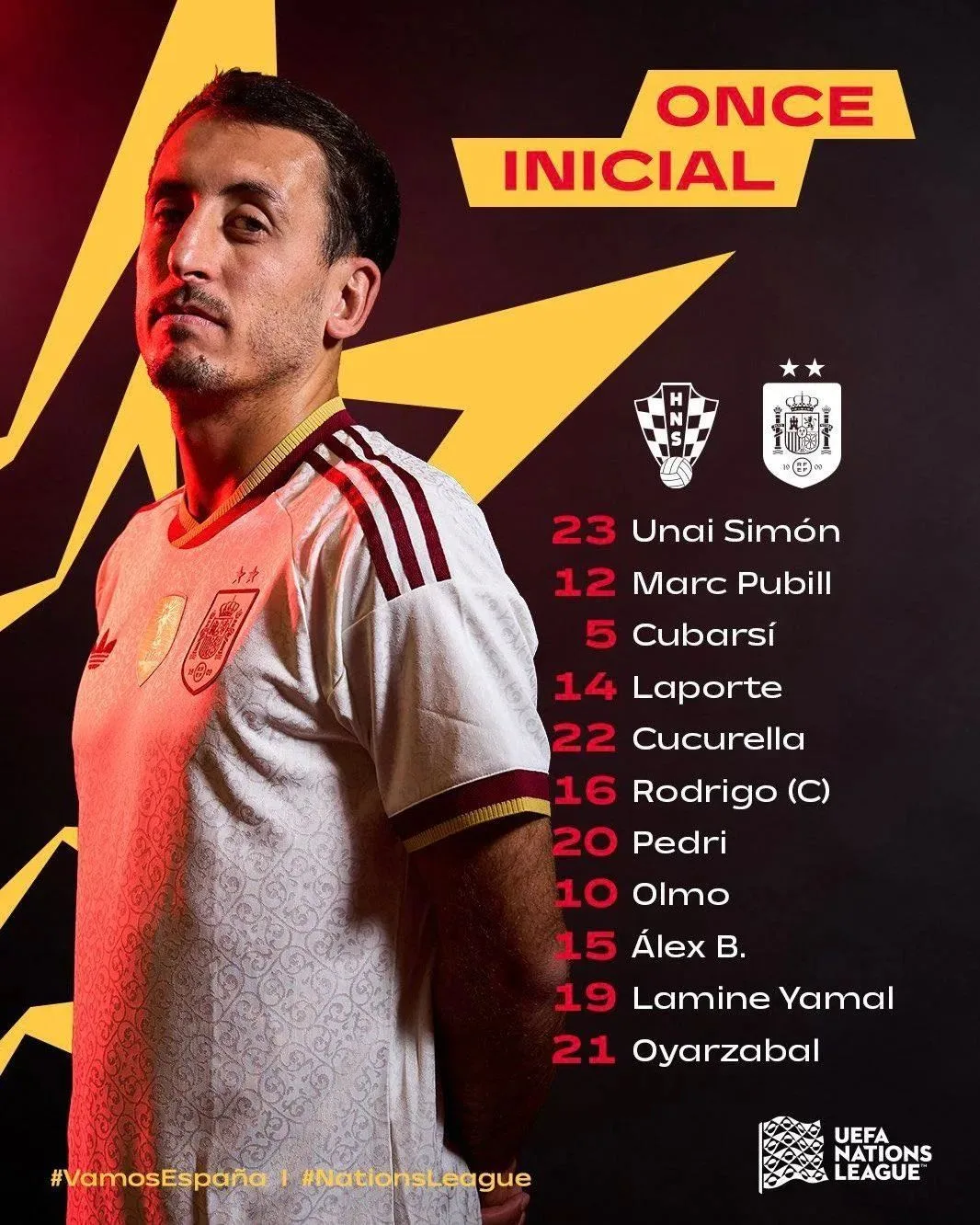 Составы на матч Испания🇪🇸 - Хорватия🇭🇷