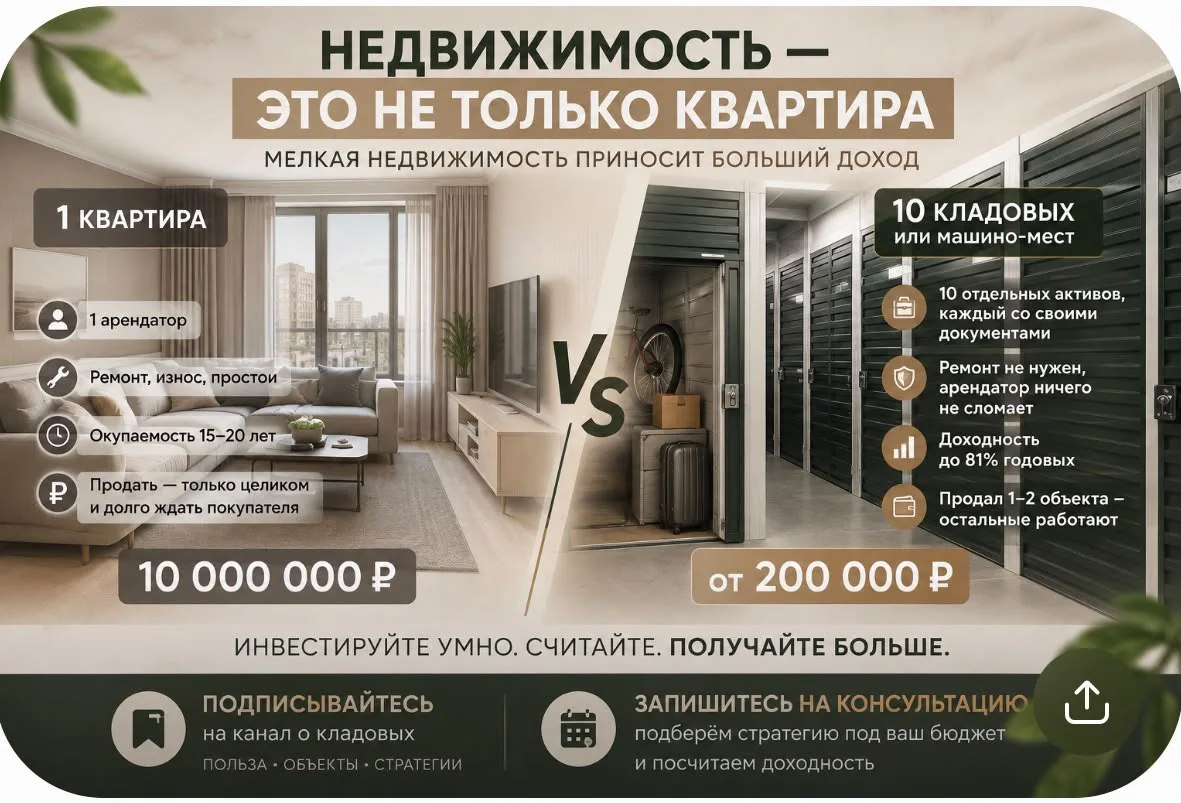 Недвижимость — это не только квартира. И иногда самые маленькие квадратные метры могут ...