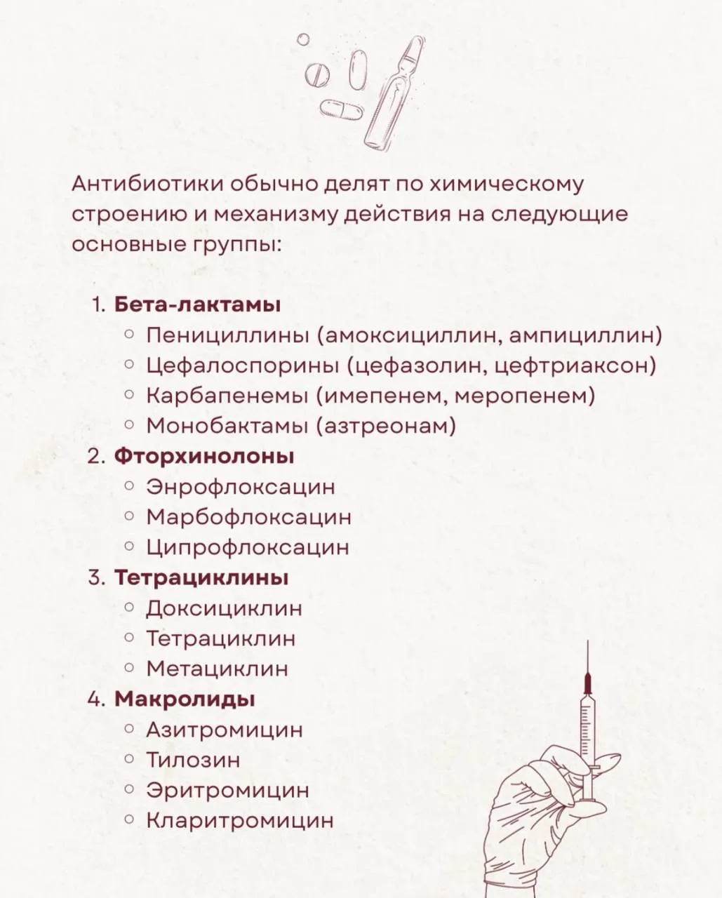 💊Вспомним антибиотики 

Материал заимствован. Источник: melikovayuliya