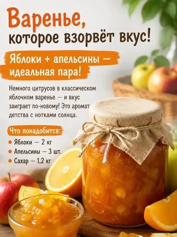 ЯБЛОЧНО-АПЕЛЬСИНОВОЕ ВАРЕНЬЕ 🍎