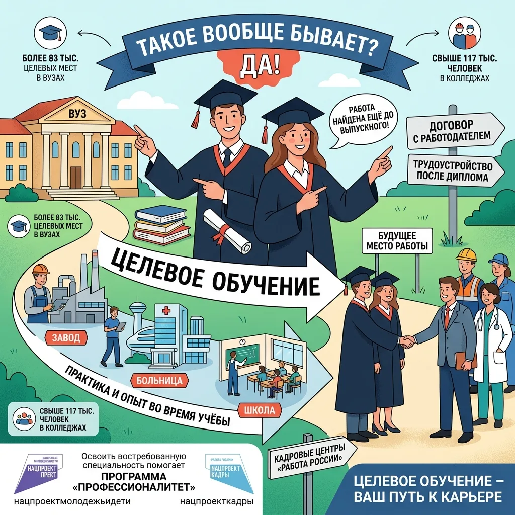 Работа найдена ещё до выпускного. 
Такое вообще бывает?  
Да, если поступать по целевому обучению. В