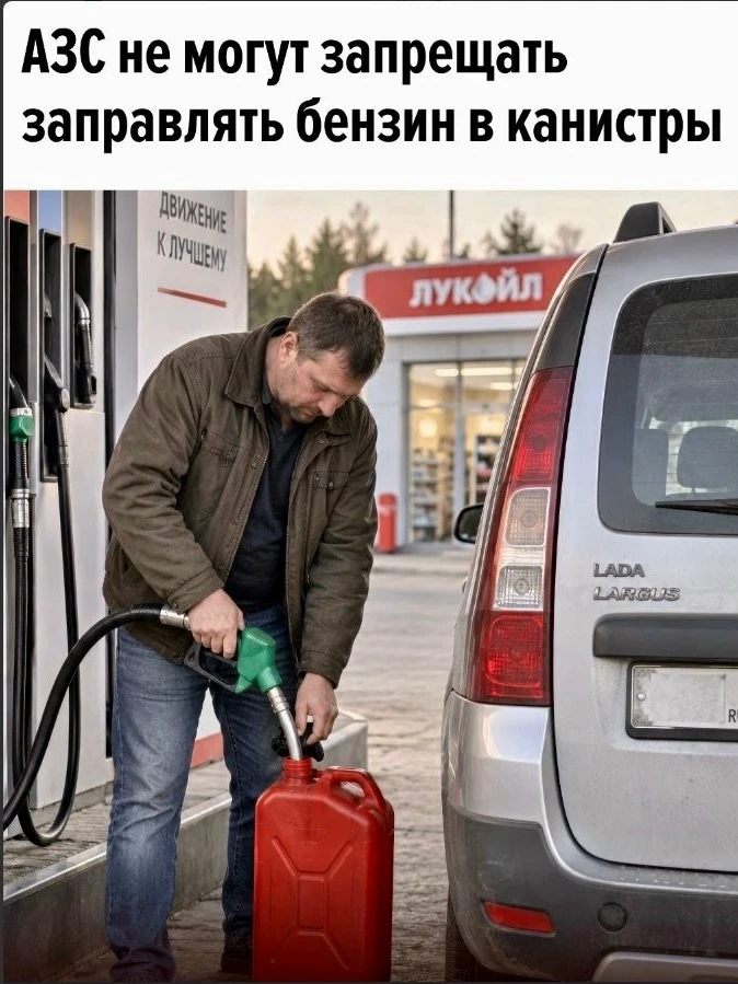 Роспотребнадзор разъяснил: заправки не вправе запрещать водителям заливать бензин или д...