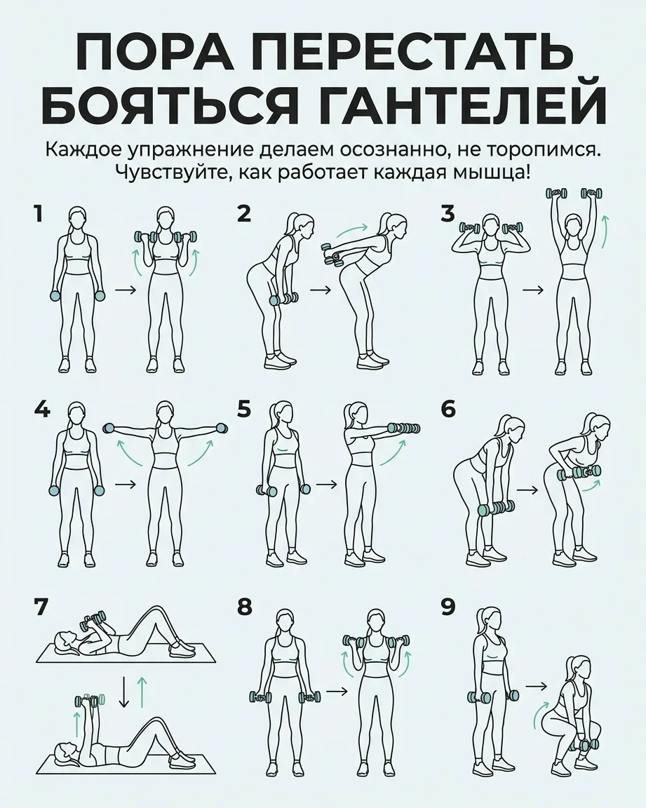 Почему тебе пора перестать бояться гантелей (и нет, ты не перекачаешься!)