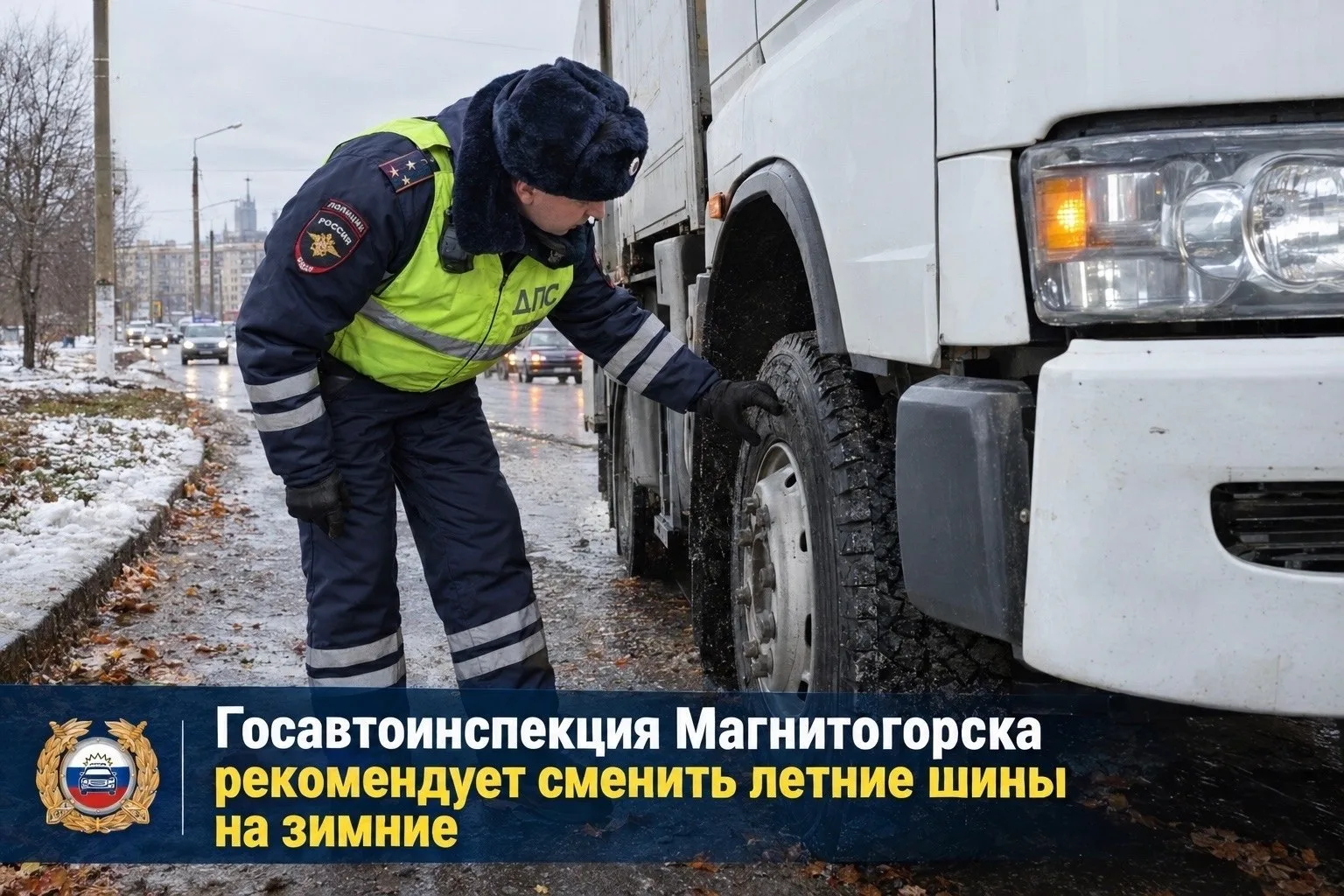 Госавтоинспекция Магнитогорска призывает водителей к осторожности из-за снега и гололедицы