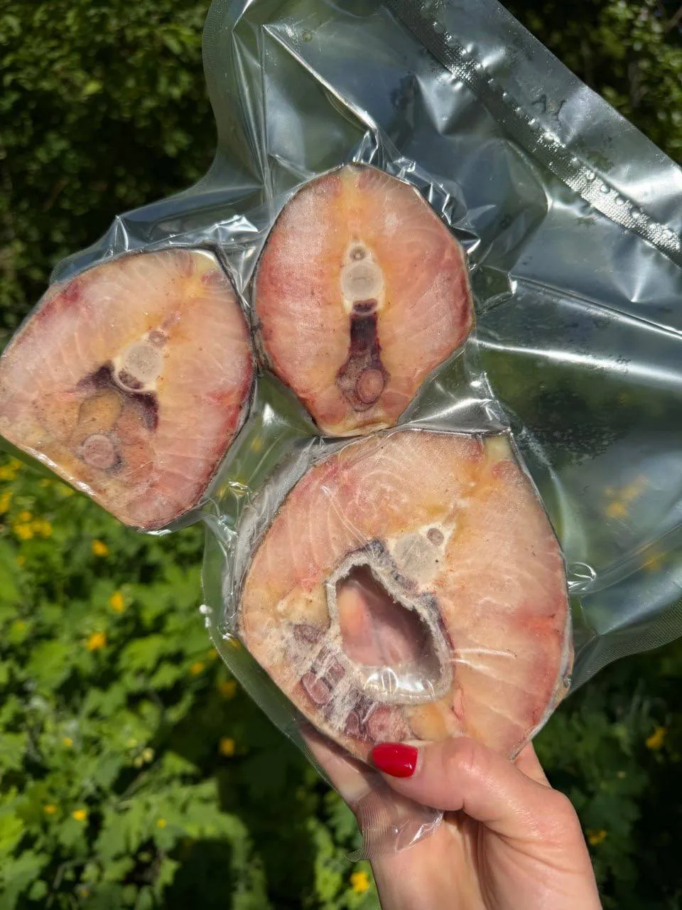 🐠 Стейки осетра свежемороженые  
Эксклюзивно в Crystalfish🔥

❤️(фасовка в вакуумыне пакеты, пример