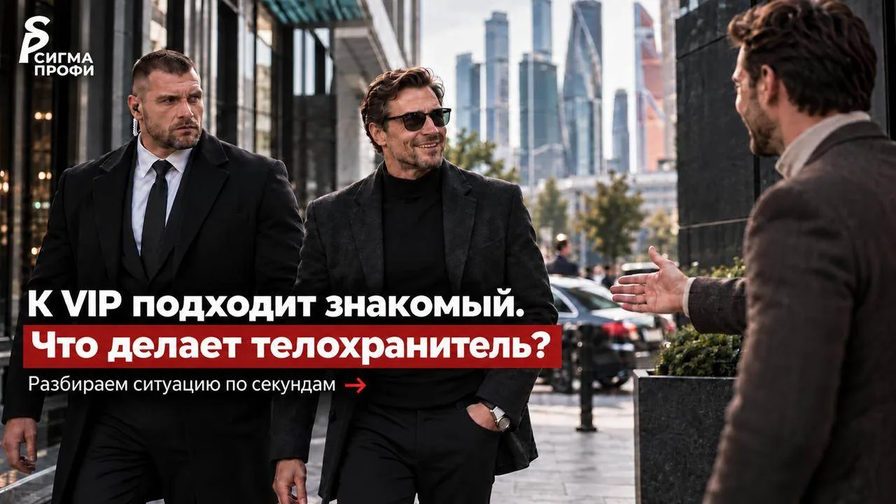 Что делает телохранитель, если к VIP внезапно подходит его знакомый?