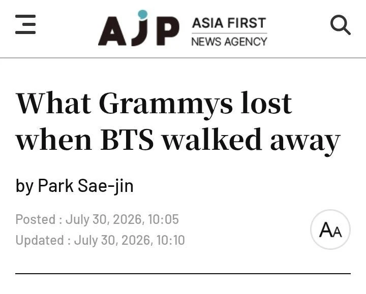 Что потеряет «Грэмми» после ухода BTS? 💔🚪🕊✨

Пять лет подряд эти семь человек искренне, открыто и