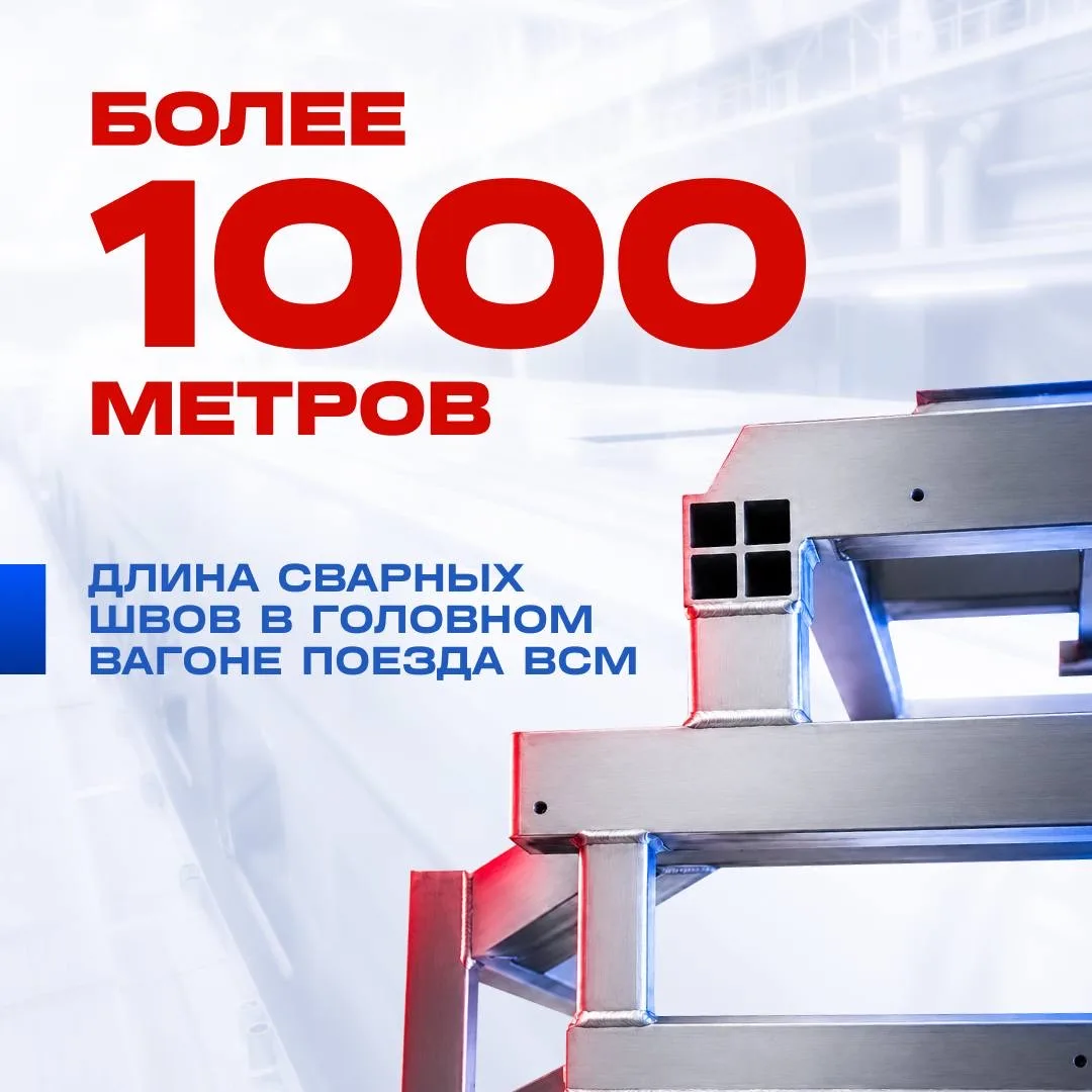 Около 1000 метров — общая длина сварных швов в кузове головного вагона российского высо...
