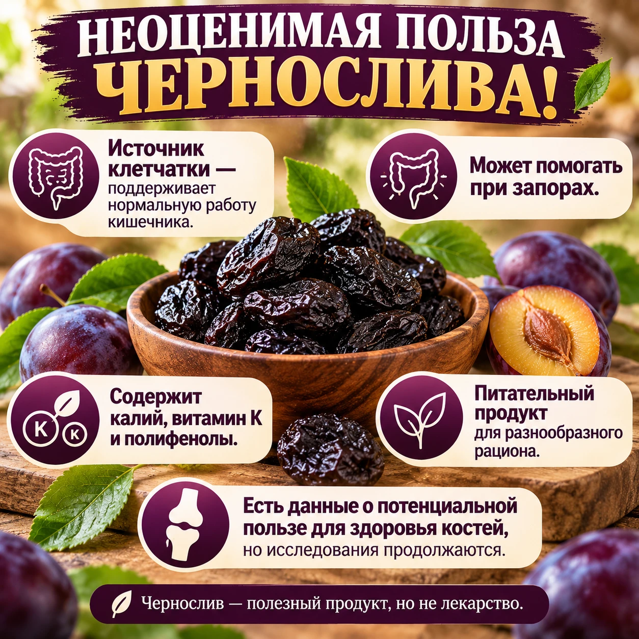 Неоценимая польза чернослива!☝️