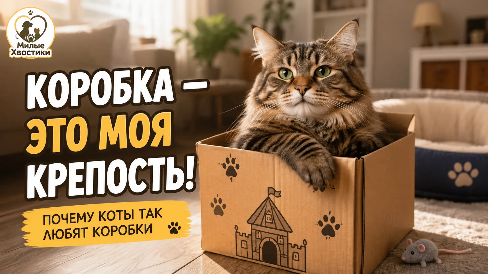 🐾 Коробка для кота — это не мусор после доставки.
Это личная крепость.
Человек видит картон.
Кот ви