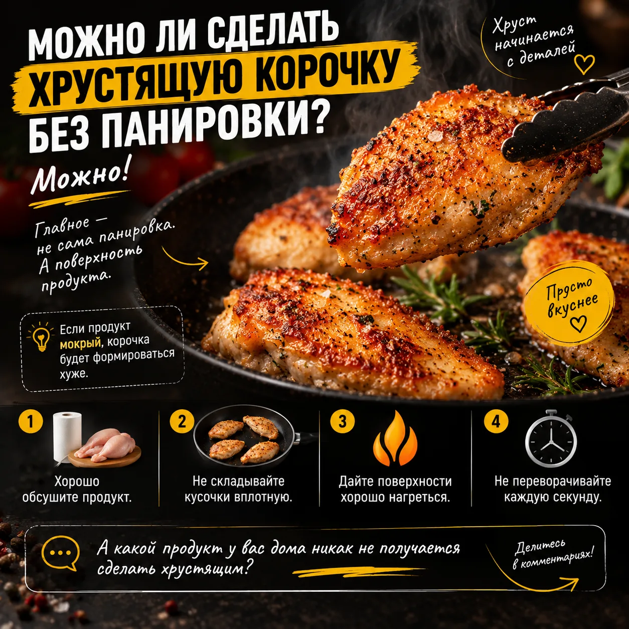 МОЖНО ЛИ СДЕЛАТЬ ХРУСТЯЩУЮ КОРОЧКУ БЕЗ ПАНИРОВКИ?