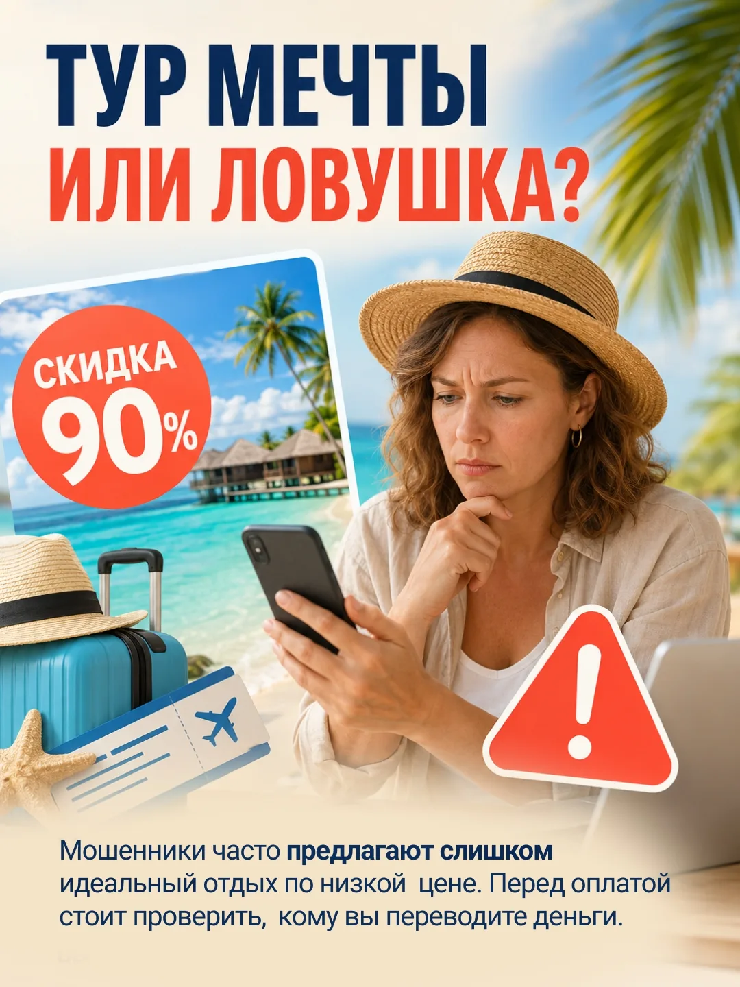 Собираетесь в отпуск? Проверьте, чтобы путевка была настоящей

Мошенники часто заманивают туристов б