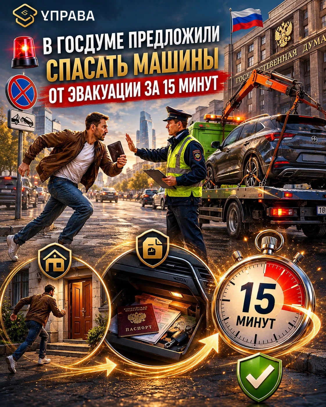 🚨 В Госдуме предложили спасать машины от эвакуации за 15 минут