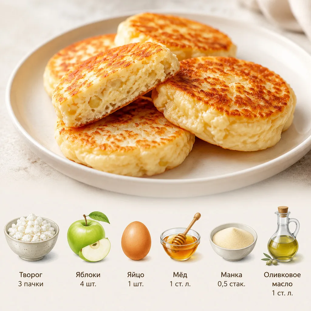 Сырники без сахара с яблоками 🤤