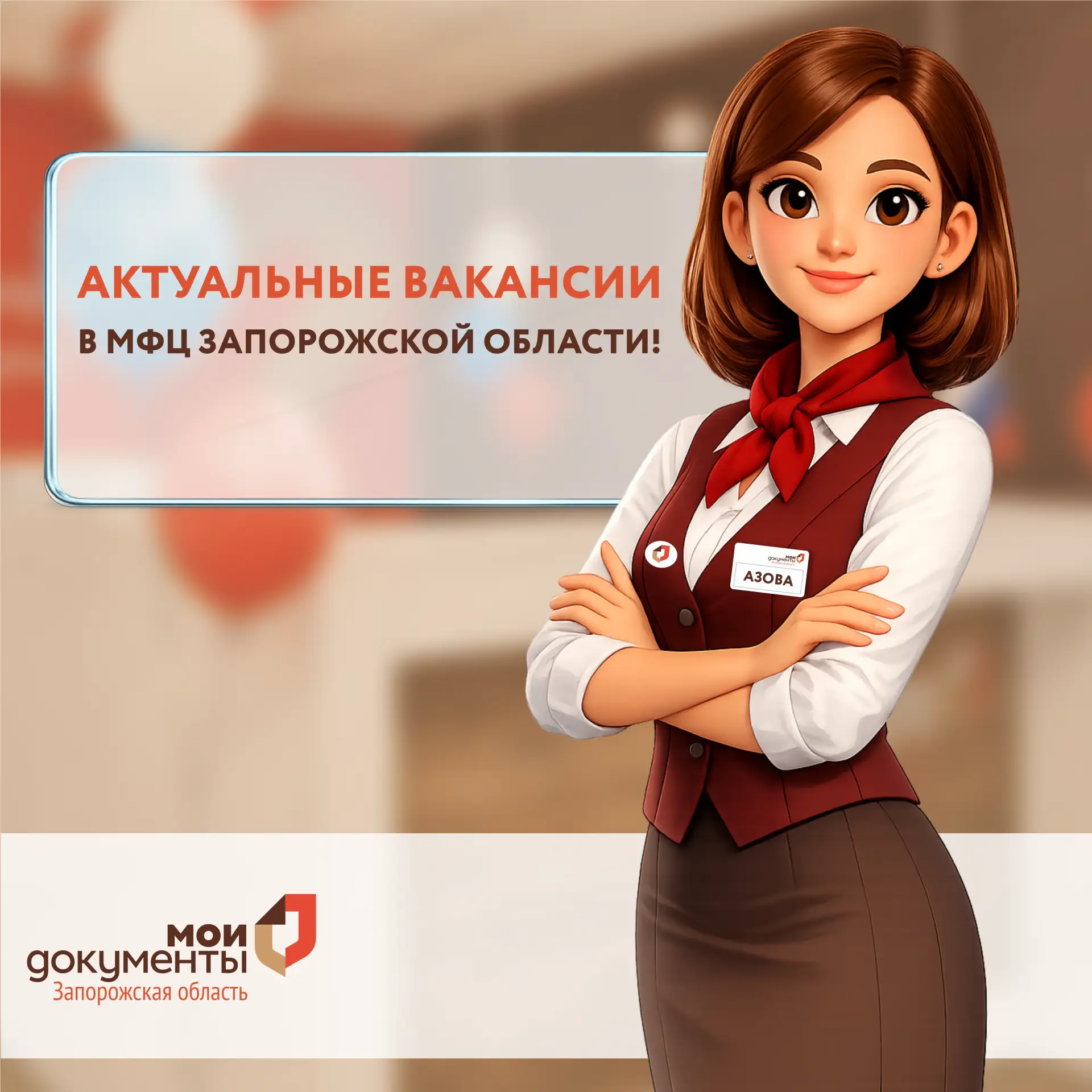 Азова рассказывает об актуальных вакансиях в МФЦ Запорожской области  Дорогие друзья, у меня важные 