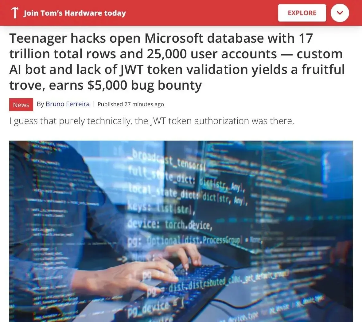 😳 16-летний школьник с помощью ИИ взломал внутреннюю базу Microsoft