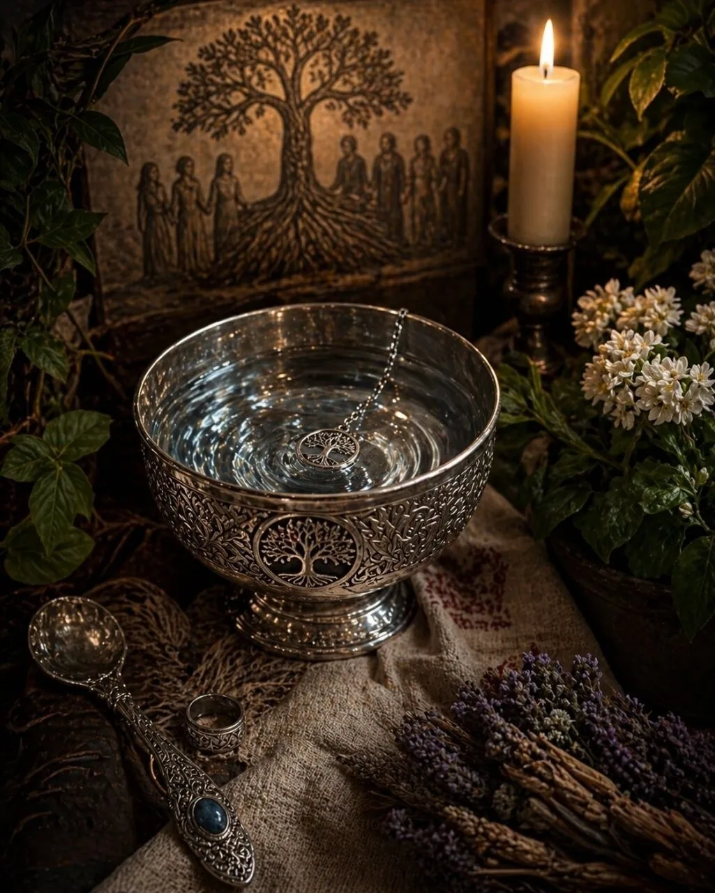 🕯🌿 ОБРЯД ЧЕРЕЗ ВОДУ И СЕРЕБРО
(на силу Рода, наполнение дома и укоренение достатка)

Не всякая вод