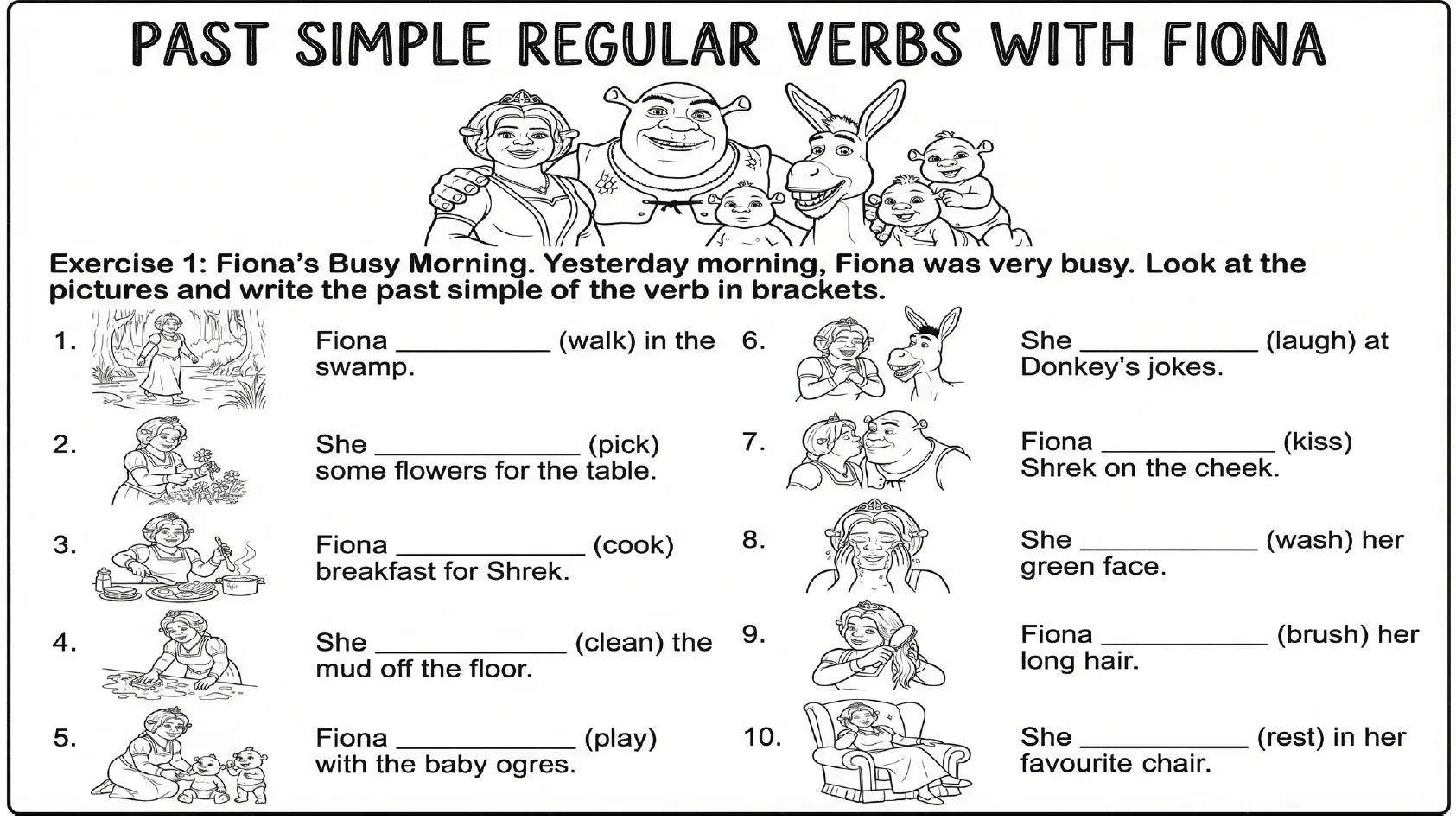 ❤ PAST SIMPLE REGULAR VERBS WITH FIONA A0-A1    ❤️ Забрать бесплатно можно здесь     📚📚📚Бесплатная б